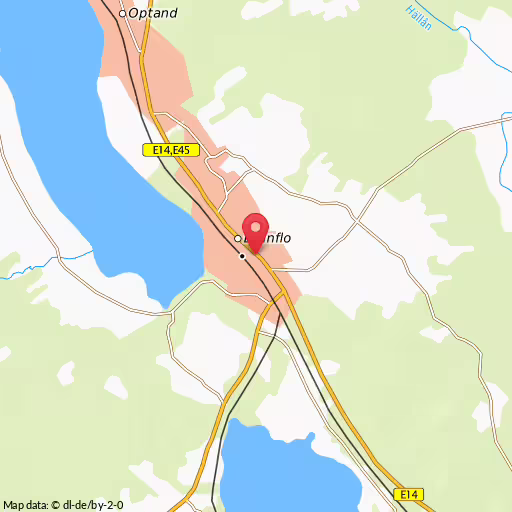 Blåljushändelse Centrumvägen Östersund Brunflo, en bilist har kört in i en refug vid Centrumvägen